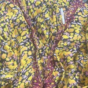 For bundles only - Free People maxi dress embroidery trim Yellow /Pink floral XL